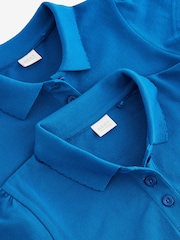 Bright Blue Regular Fit 100% Cotton Short Sleeve Polo Shirts 2 Pack (3-16yrs) - Image 5 of 5