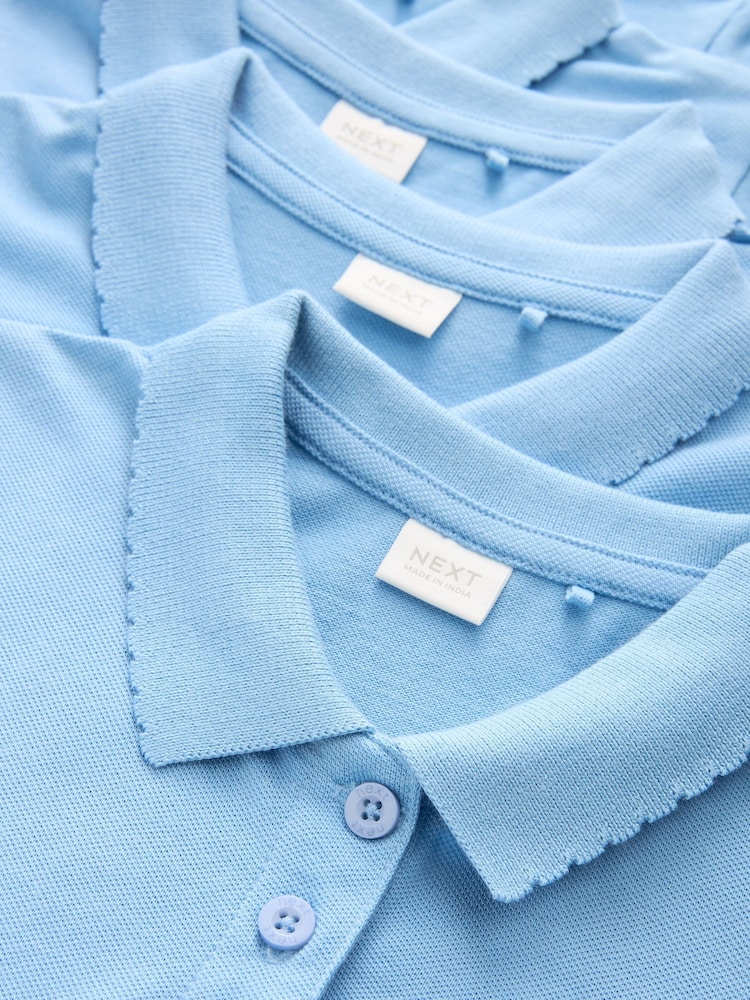 Blue Regular Fit 100% Cotton Short Sleeve Polo Shirts 5 Pack (3-16yrs) - Image 5 of 5