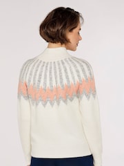 Apricot Cream Chevron Neckline Mock Neck Jumper - Image 2 of 4