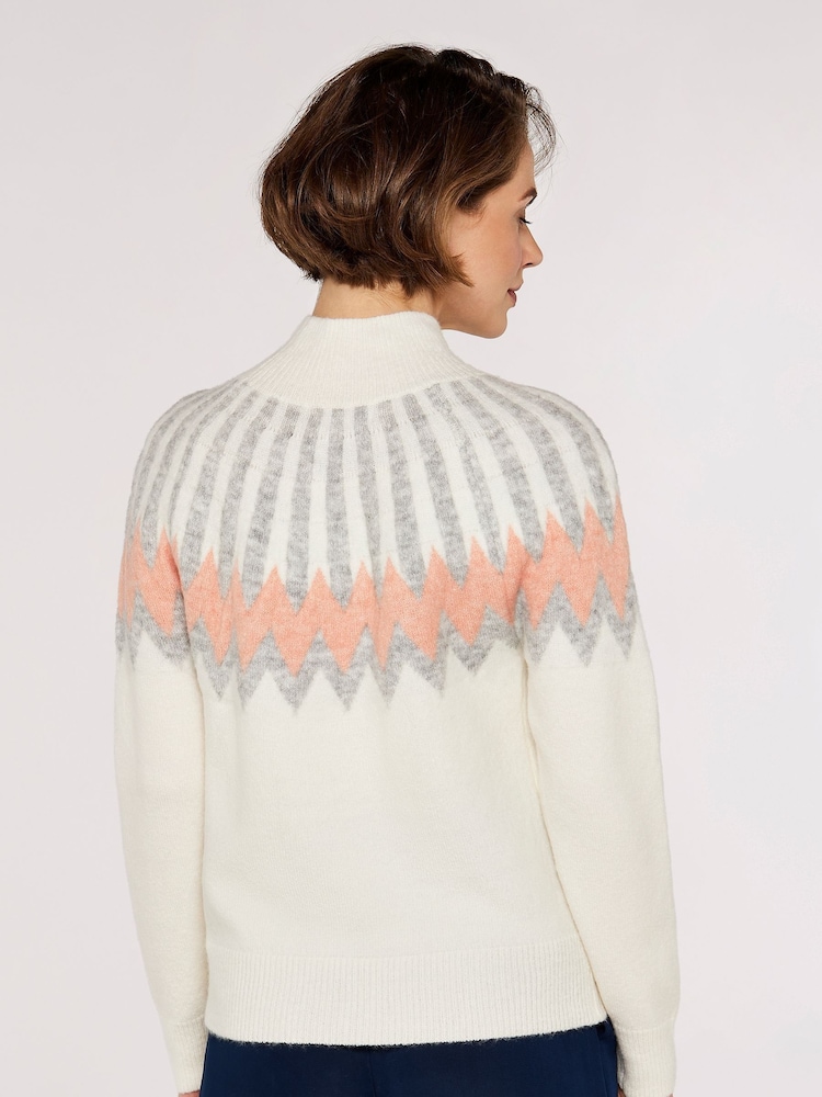 Apricot Cream Chevron Neckline Mock Neck Jumper - Image 2 of 4 Apricot Cream Chevron Neckline Mock Neck Jumper - Image 2 of 4