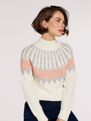Apricot Cream Chevron Neckline Mock Neck Jumper - Image 3 of 4