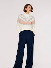 Apricot Cream Chevron Neckline Mock Neck Jumper - Image 4 of 4