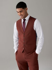 Brick Red Regular Fit Motionflex Stretch Waistcoat - Image 1 of 10