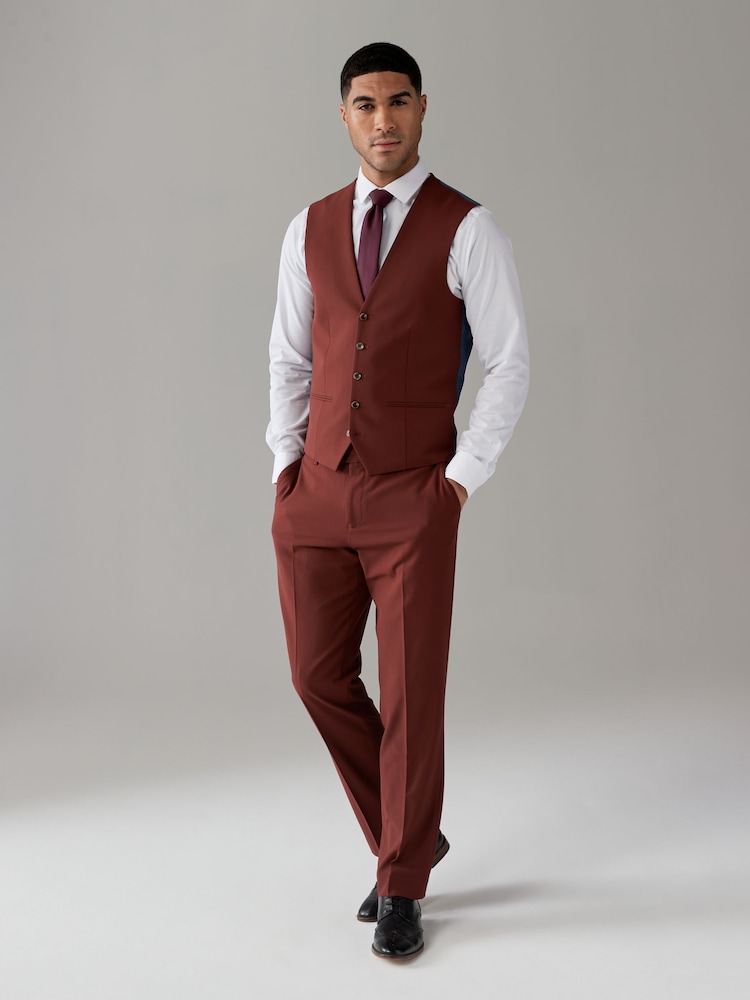 Brick Red Regular Fit Motionflex Stretch Waistcoat - Image 2 of 10