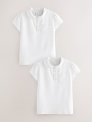 White Cotton Rich Scallop Collar School Polo Tops 2 Pack (3-16yrs) - Image 1 of 5