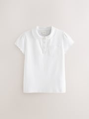 White Cotton Rich Scallop Collar School Polo Tops 2 Pack (3-16yrs) - Image 2 of 5