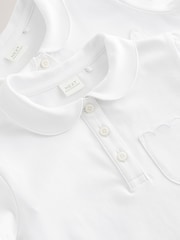 White Cotton Rich Scallop Collar School Polo Tops 2 Pack (3-16yrs) - Image 5 of 5
