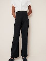 Black Cotton Rich Jersey Stretch Pull On High Waist Boot Cut School Trousers (9-17yrs) - Image 2 of 6