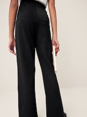 Black Cotton Rich Jersey Stretch Pull On High Waist Boot Cut School Trousers (9-17yrs) - Image 3 of 6