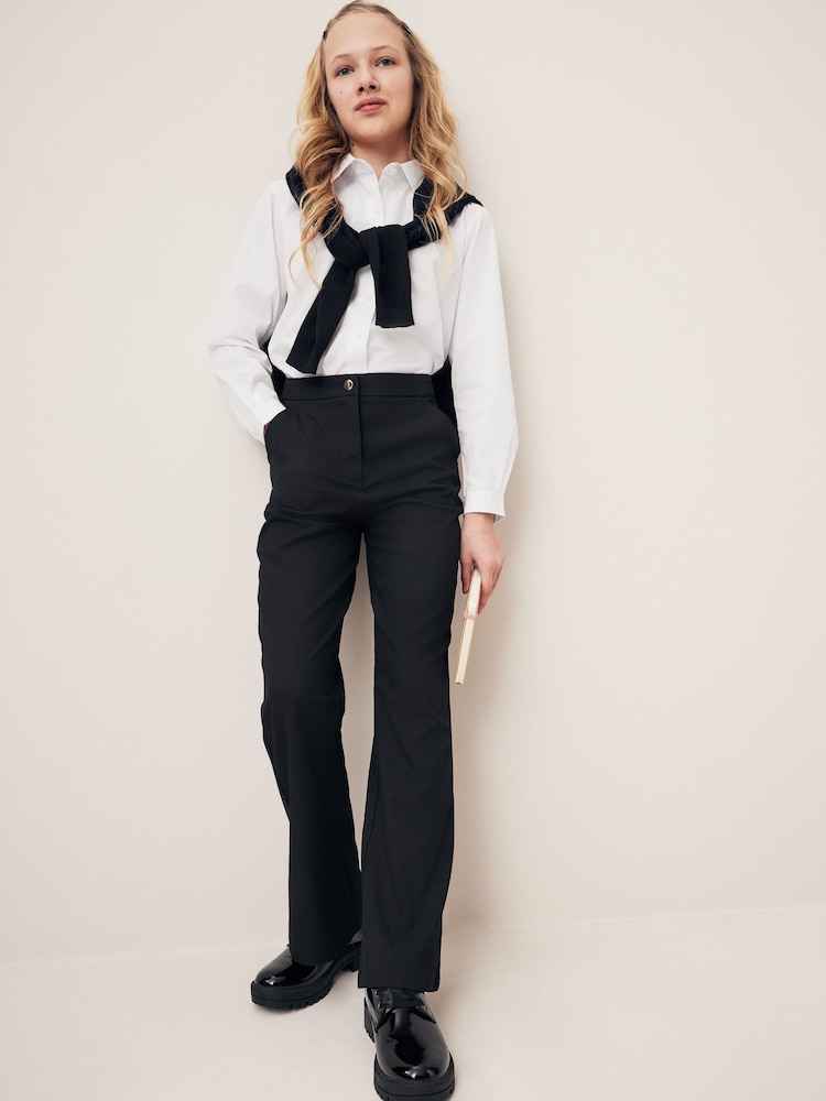 Black Senior High Waist Flared School Trousers (9-17yrs) - Image 1 of 8
