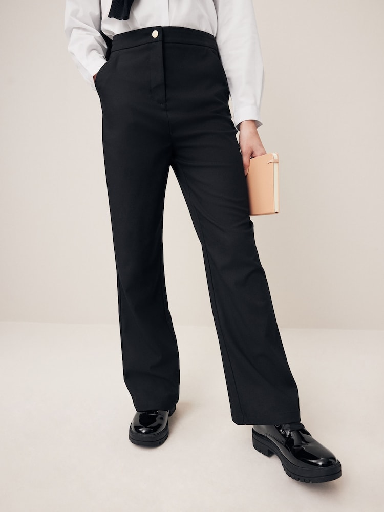 Black Senior High Waist Flared School Trousers (9-17yrs) - Image 2 of 8