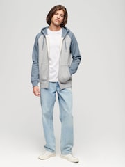 Superdry Stone Grey Essential Baseball Zip-Up Hoodie - Image 2 of 6