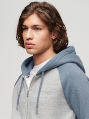 Superdry Stone Grey Essential Baseball Zip-Up Hoodie - Image 3 of 6