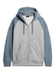 Superdry Stone Grey Essential Baseball Zip-Up Hoodie - Image 4 of 6