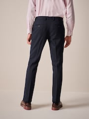 Navy Blue Slim Fit Textured Suit Trousers - Image 3 of 9