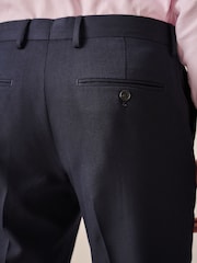 Navy Blue Slim Fit Textured Suit Trousers - Image 5 of 9