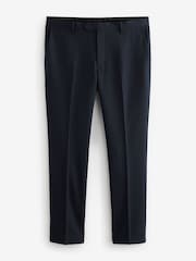 Navy Blue Slim Fit Textured Suit Trousers - Image 6 of 9