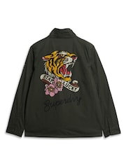 Superdry Green St Tropez M65 Embellished Military 100% Cotton Jacket - Image 6 of 6