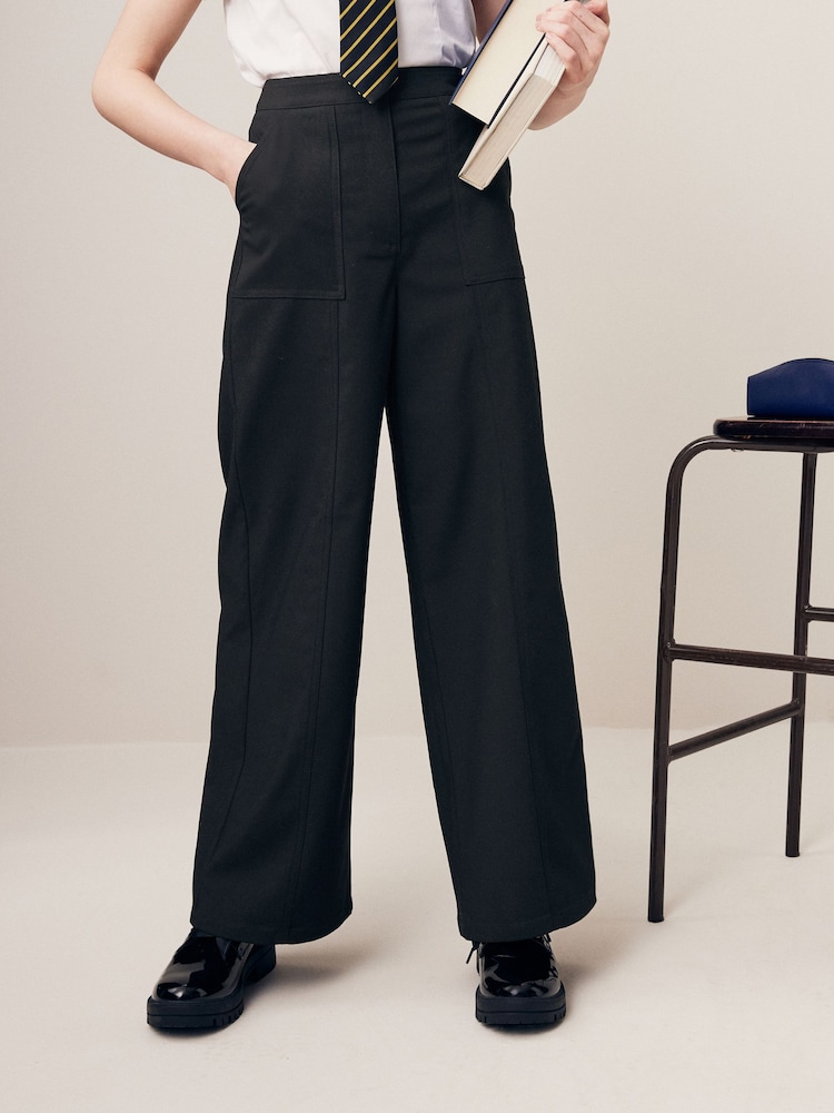 Black Senior Wide Leg Trousers (9-18yrs) - Image 1 of 7