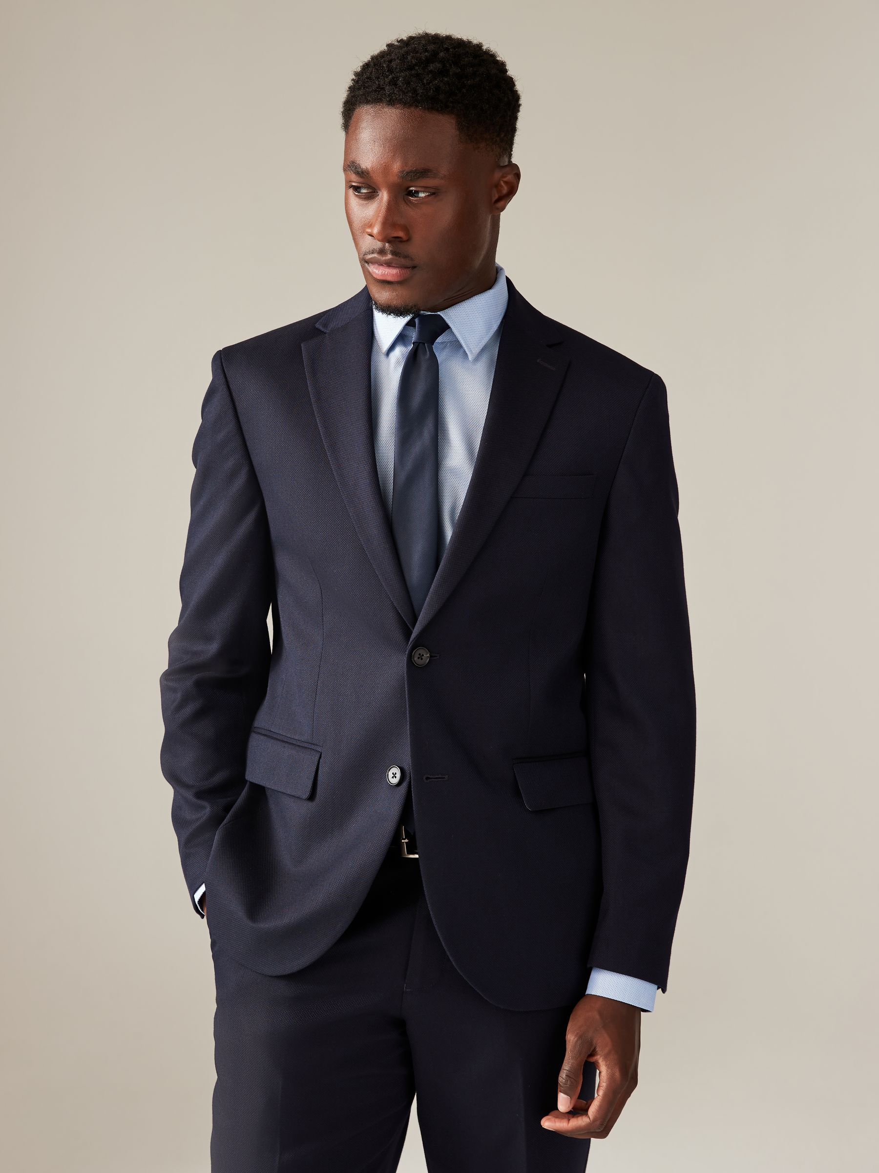 Buy Navy Blue Regular Fit Textured Suit Jacket from Next USA