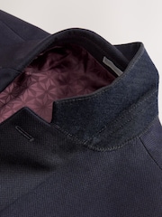 Navy Blue Regular Fit Textured Suit Jacket - Image 11 of 11