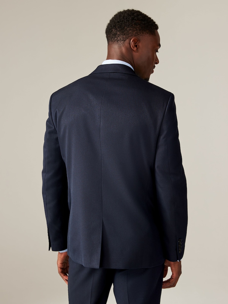 Bleu marine - Ajustement régulier - Veste de costume texturée - Image 3 of 10