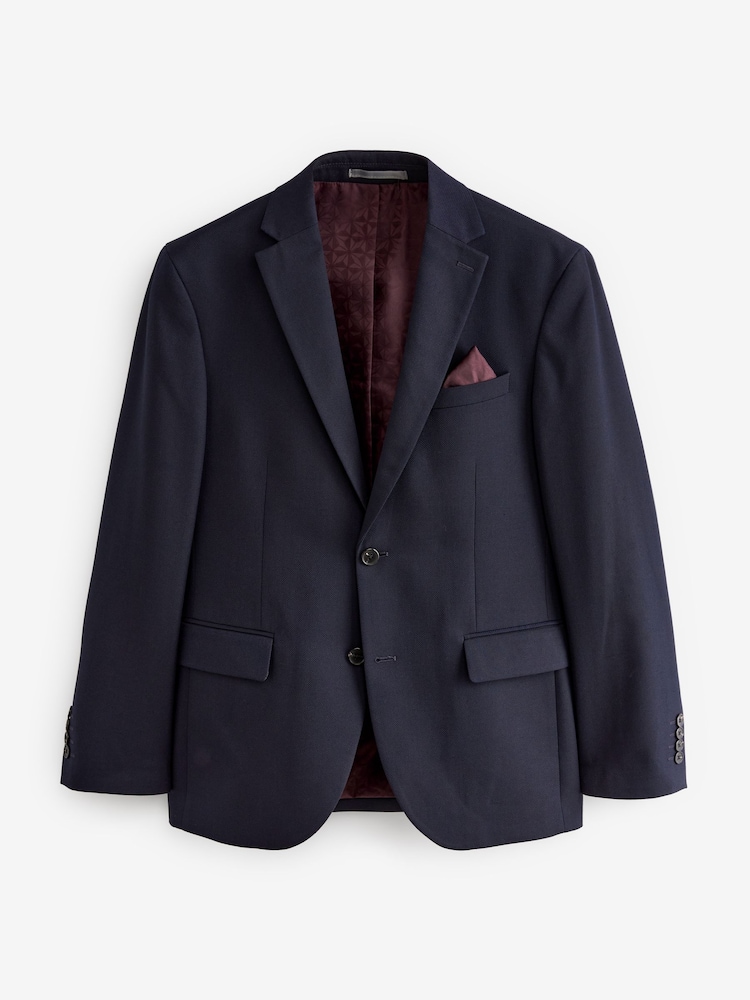 Bleu marine - Ajustement régulier - Veste de costume texturée - Image 6 of 10