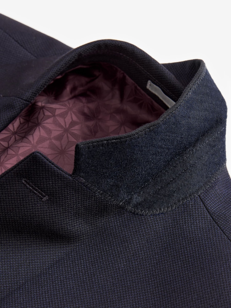 Bleu marine - Ajustement régulier - Veste de costume texturée - Image 9 of 10