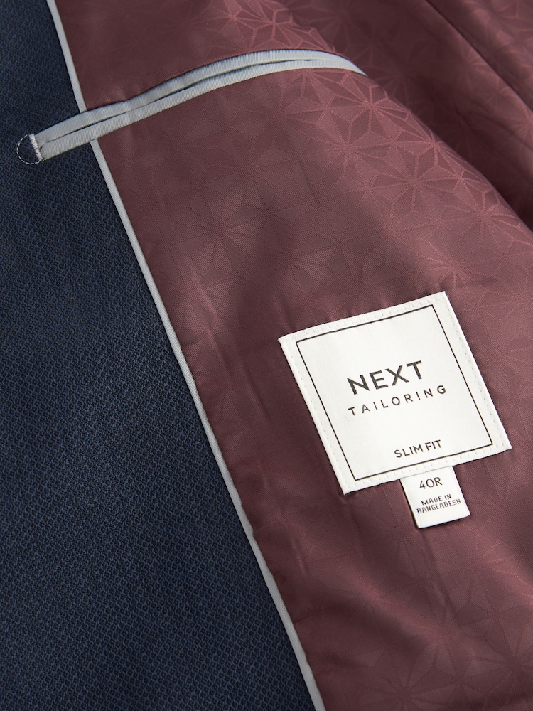 Bleu marine - Slim Fit (Slim Fit) - Veste de costume texturée - Image 10 of 11