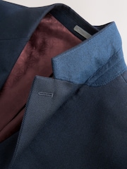 Navy Blue Slim Fit Textured Suit Jacket - Image 12 of 12