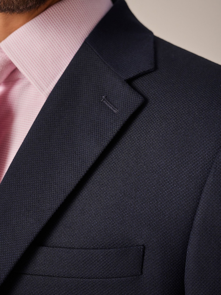 Bleu marine - Slim Fit (Slim Fit) - Veste de costume texturée - Image 5 of 11