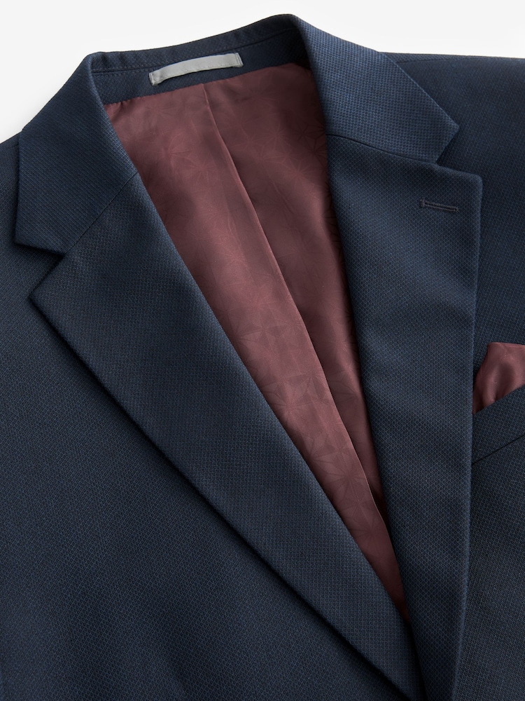 Bleu marine - Slim Fit (Slim Fit) - Veste de costume texturée - Image 9 of 11