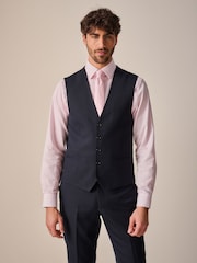 Navy Blue Textured Suit Waistcoat - Image 1 of 9