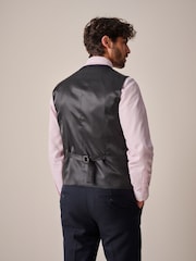 Navy Blue Textured Suit Waistcoat - Image 2 of 9