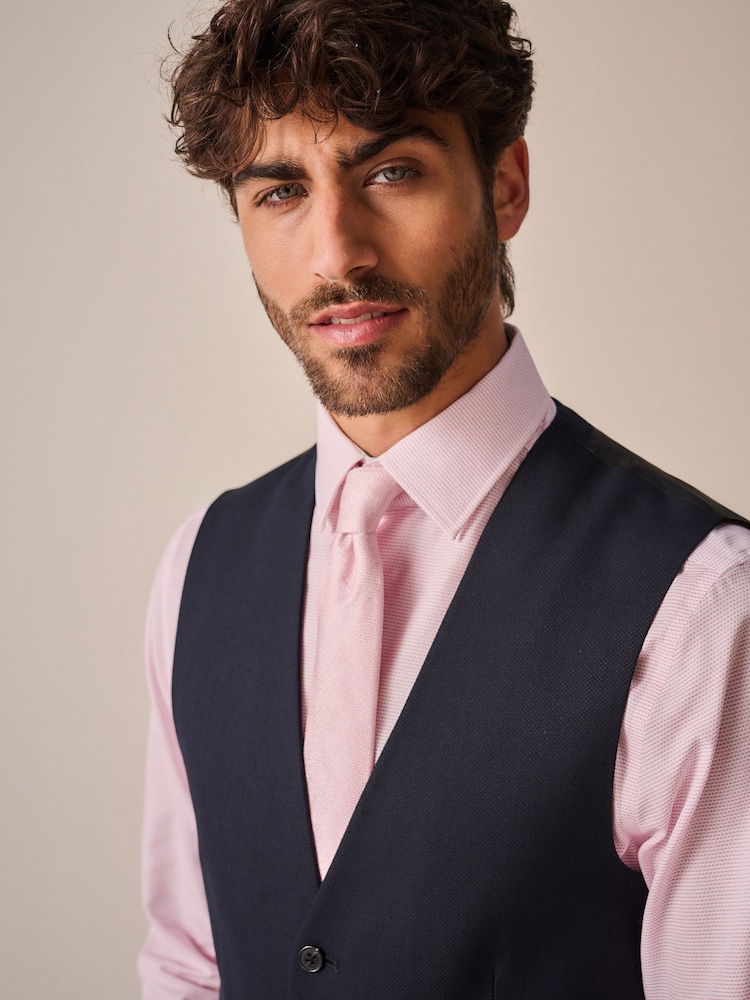 Bleu marine - Gilet de costume texturé - Image 3 of 9