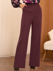 Love & Roses Berry Red High Waist Wide Leg Tailored Trousers - Image 1 of 4