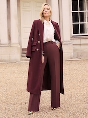 Love & Roses Berry Red High Waist Wide Leg Tailored Trousers - Image 4 of 4