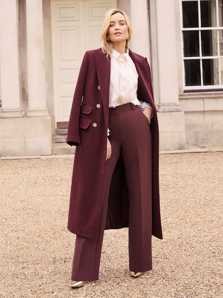 Love & Roses Berry Red High Waist Wide Leg Tailored Trousers - Image 4 of 4