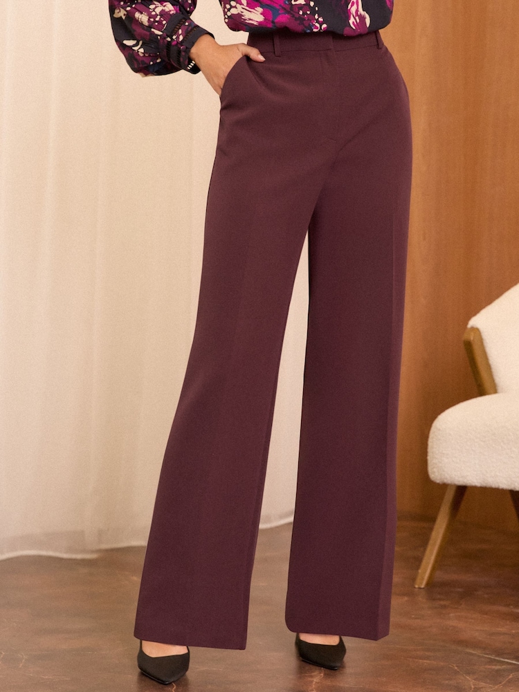 Love & Roses Red Petite High Waist Wide Leg Tailored Trousers - Image 1 of 4