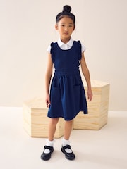 Bright Blue Ruffle Detail Pinafore School Dress (3-14yrs) - Image 1 of 7