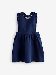 Bright Blue Ruffle Detail Pinafore School Dress (3-14yrs) - Image 4 of 7
