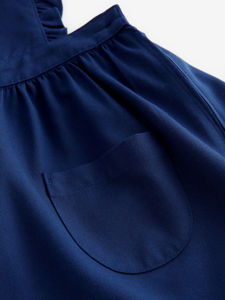 Bright Blue Ruffle Detail Pinafore School Dress (3-14yrs) - Image 7 of 7