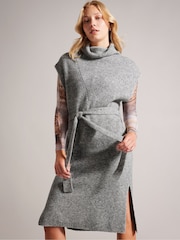 Ted Baker Grey Cesell Oversized Funnel Neck Knitted Midi Dress - Image 1 of 6