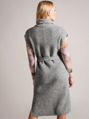 Ted Baker Grey Cesell Oversized Funnel Neck Knitted Midi Dress - Image 2 of 6