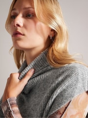 Ted Baker Grey Cesell Oversized Funnel Neck Knitted Midi Dress - Image 4 of 6