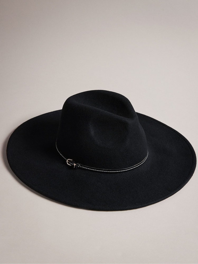 Ted Baker Black Abbiea Tan Buckle Felt Hat - Image 1 of 4