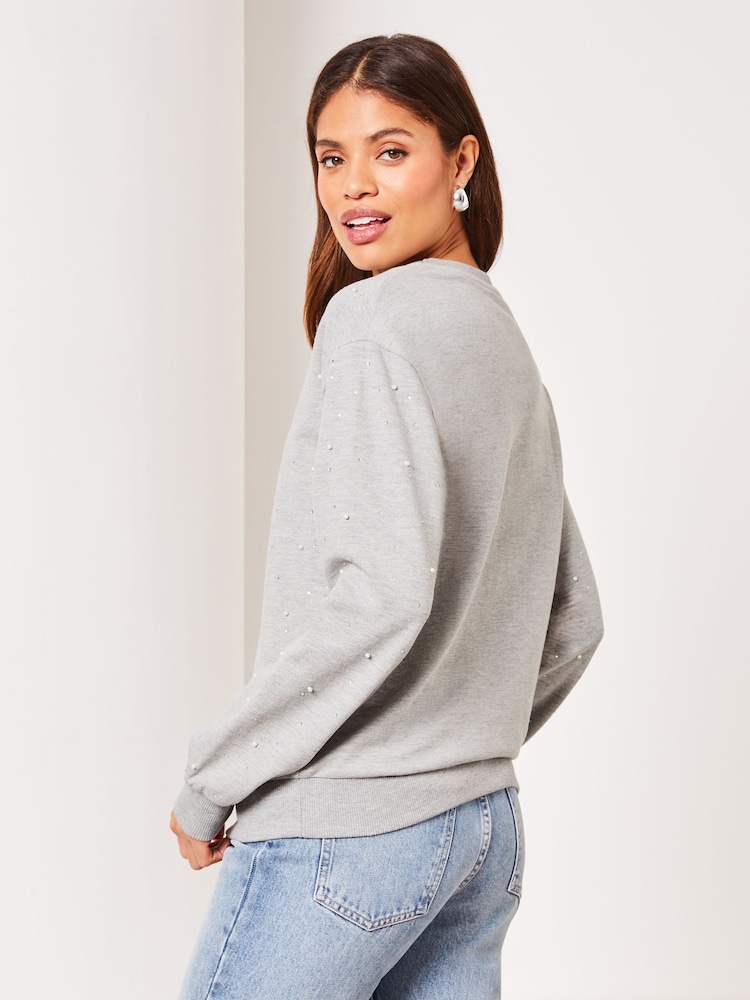 Lipsy Grey Round Neck Sweatshirt - Image 2 of 4