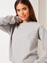 Lipsy Grey Round Neck Sweatshirt - Image 4 of 4