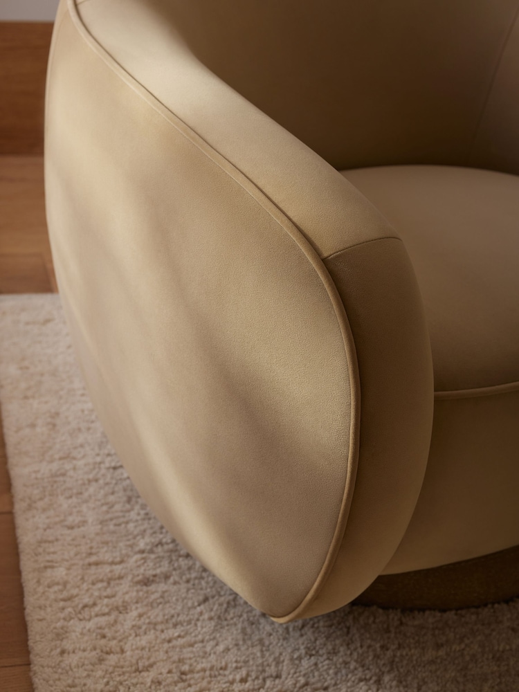 Soft Velvet Camel Brown N. Premium Varenna Accent Swivel Chair - Image 2 of 10