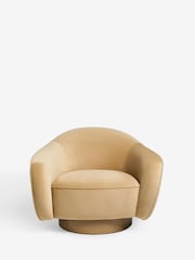 Soft Velvet Camel Brown N. Premium Varenna Accent Swivel Chair - Image 3 of 10